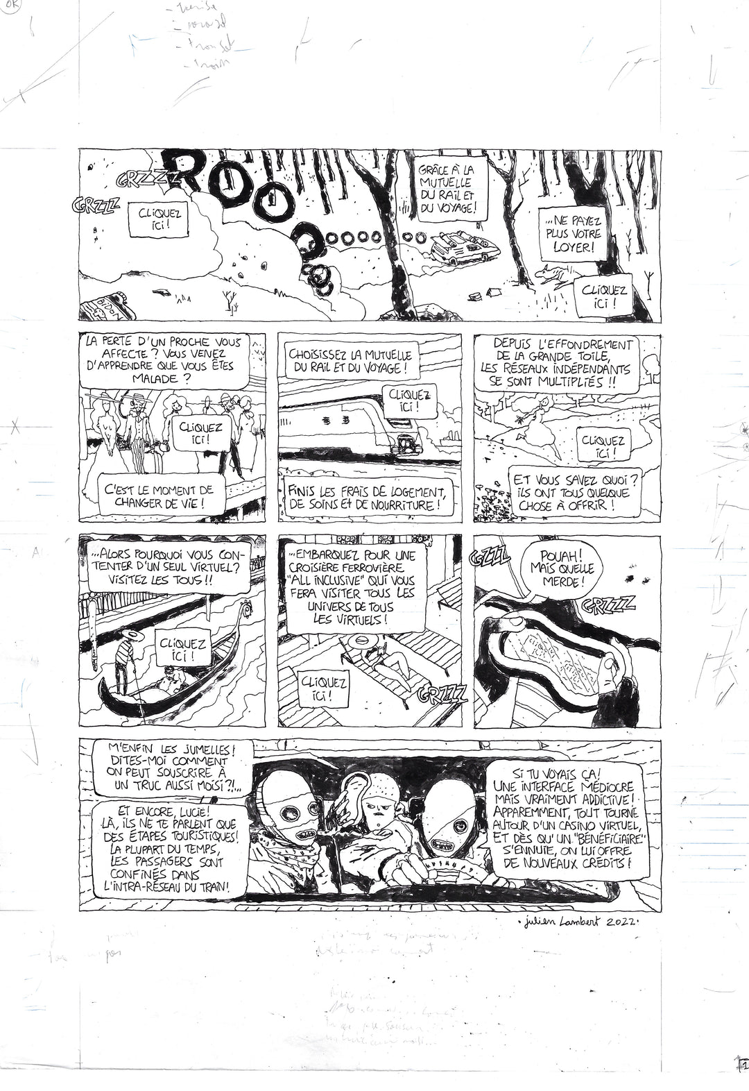 Julien Lambert - Métal Hurlant 7 - Bas les Masques - Planche originale 1