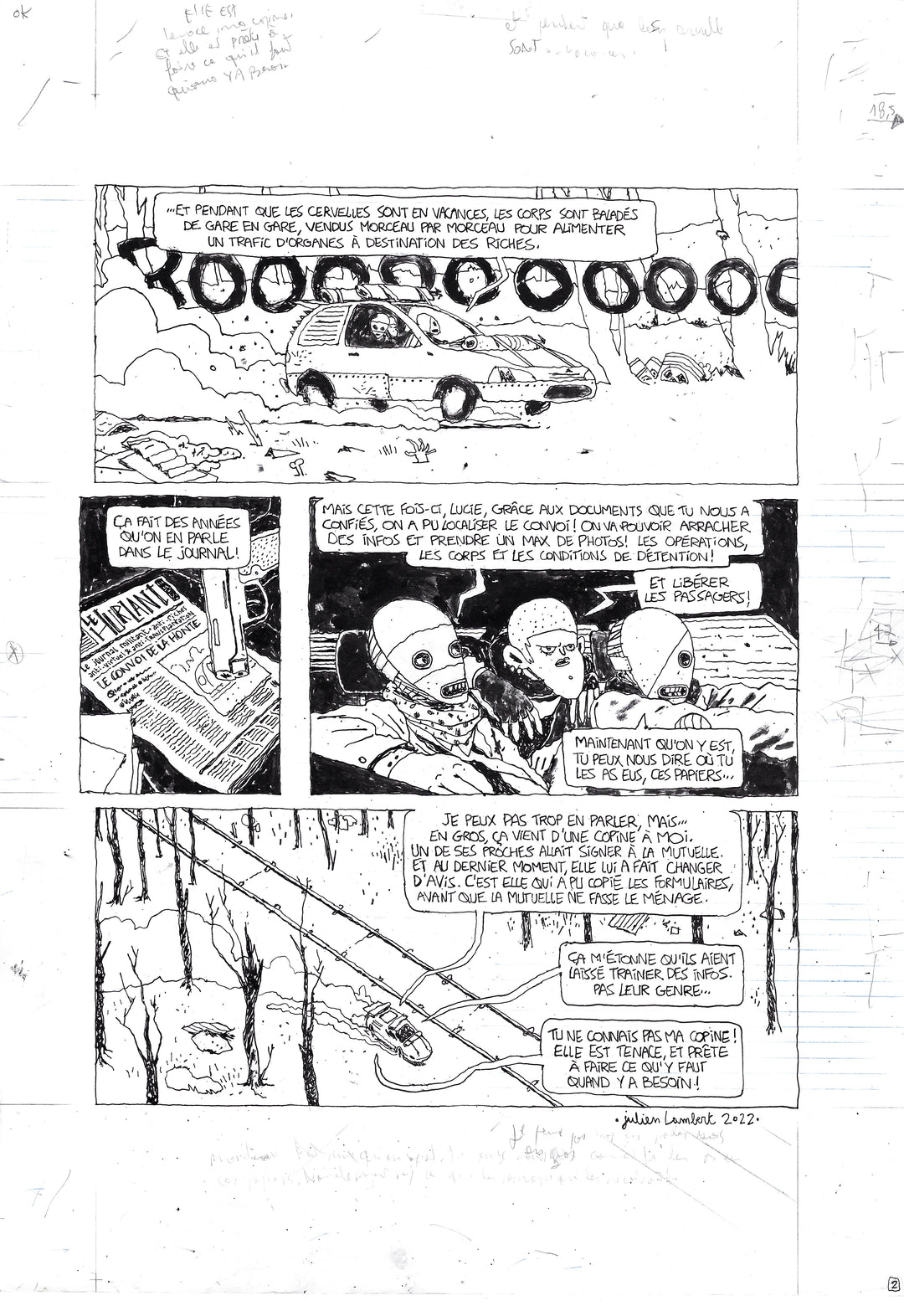 Julien Lambert - Métal Hurlant 7 - Bas les Masques - Planche originale 2