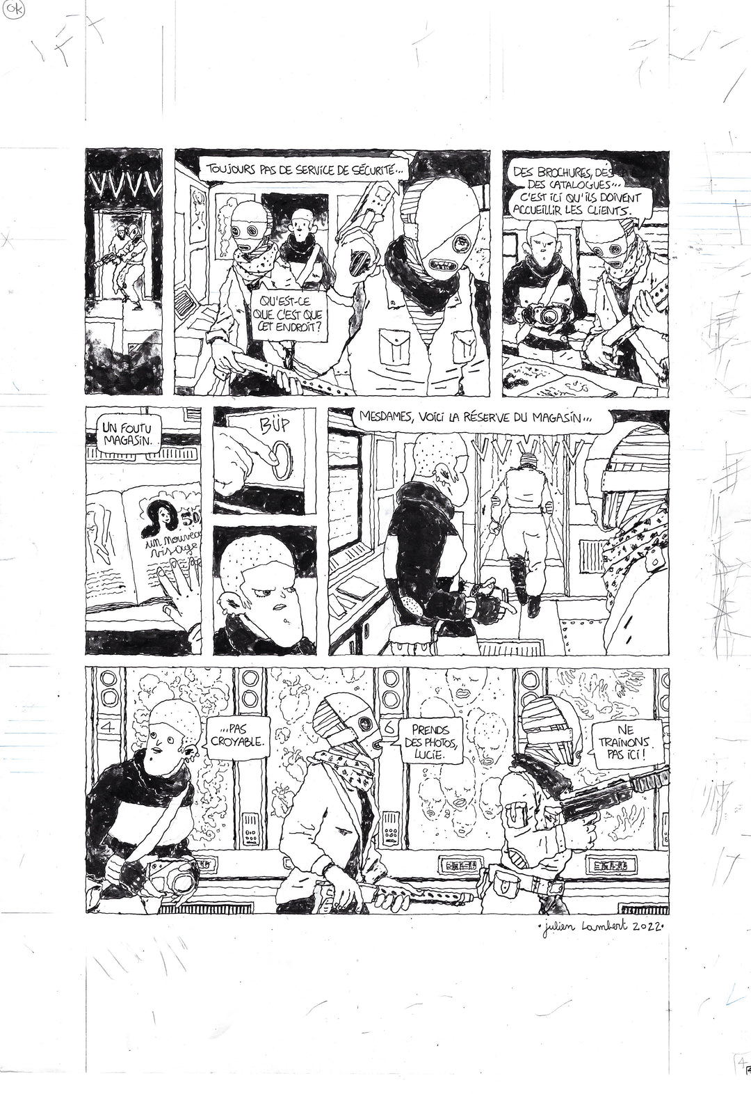 Julien Lambert - Métal Hurlant 7 - Bas les Masques - Planche originale 4