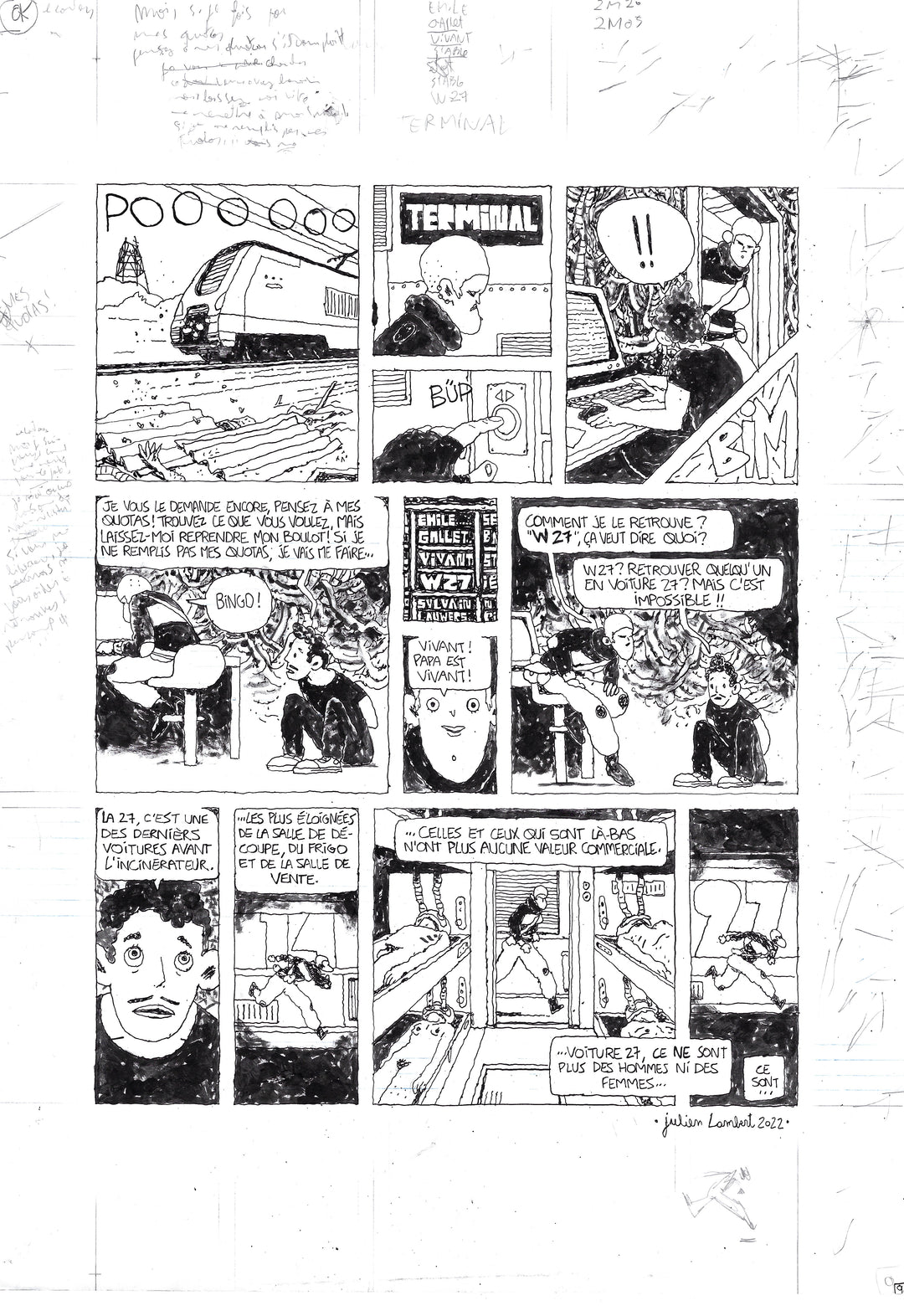 Julien Lambert - Métal Hurlant 7 - Bas les Masques - Planche originale 9