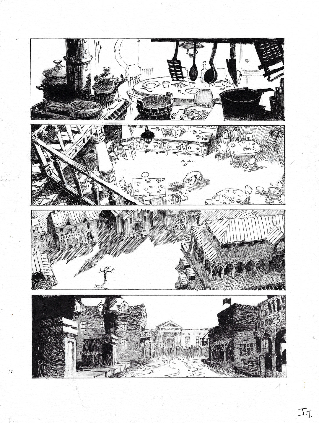 Jolan Thomas - Le procès des affamés – planche originale 1