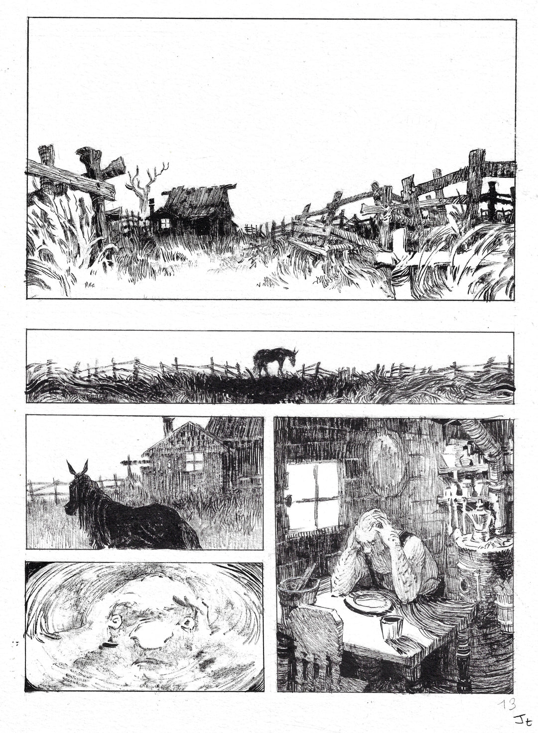 Jolan Thomas - Le procès des affamés – planche originale 13