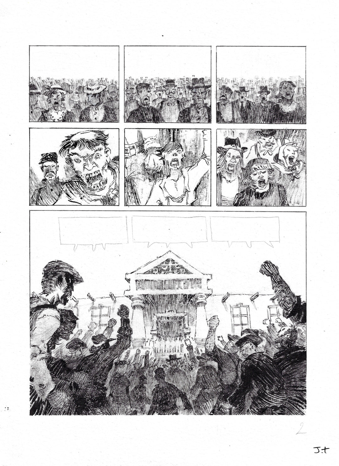 Jolan Thomas - Le procès des affamés – planche originale 2