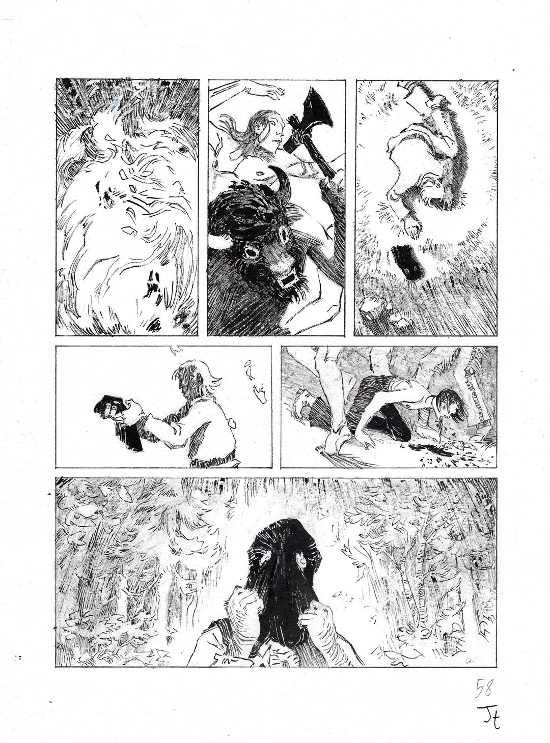 Jolan Thomas - Le procès des affamés – planche originale 58