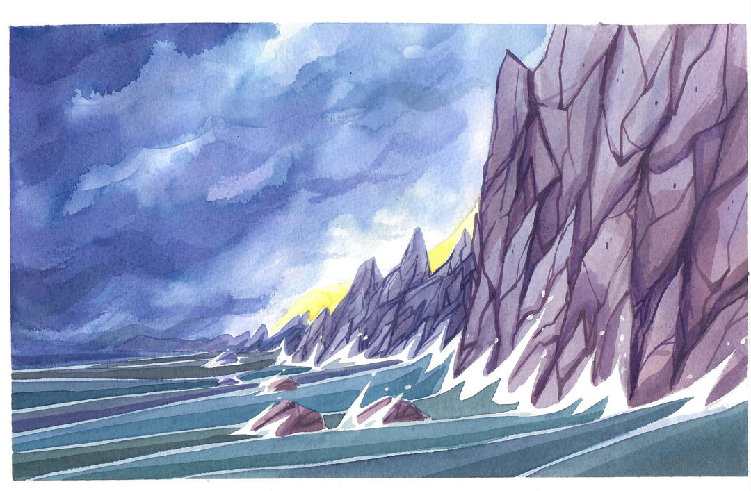 Cy. - Ana & l'Entremonde - « Falaise du péril »  - Illustration originale